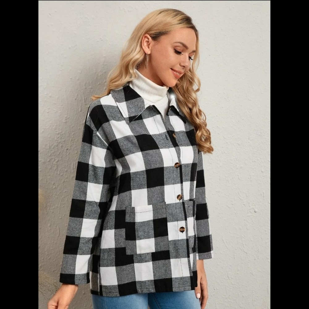 Plaid Button Down Jacket - Picture 2 of 6